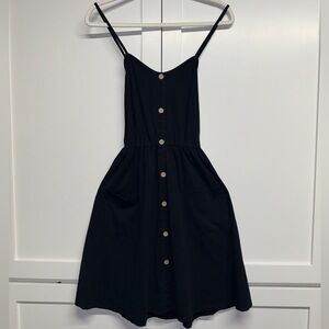 Sold Black Button-Down Midi Dress